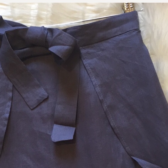Bells Blue Linen Wrap Skirt - Picture 3 of 3